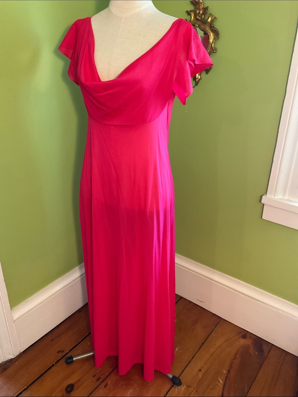 Vintage late 70s/early 80s  pink cowl neck John Kloss maxi